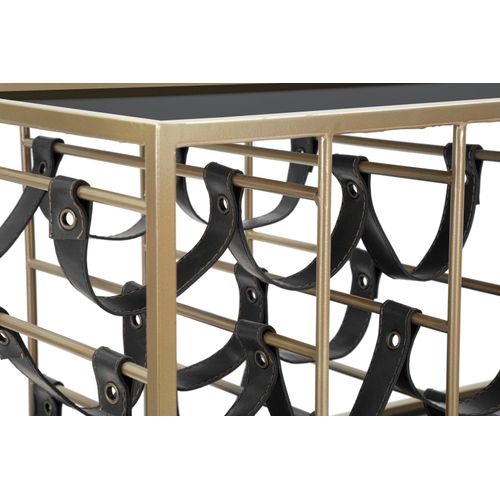 Chariot Alimentaire 79x39,5x82 Cm Doré Et Noir Avec 3 Étagères Miroir Et Roues