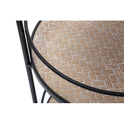 Chariot Rond Industriel 40x41,5x82 Cm En Métal Et Bois Avec 3 Étagères