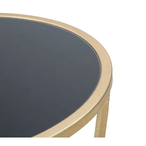 Table d'appoint Ronde En Métal Doré Et Verre Noir Ø35x75 Cm Style Gatsby