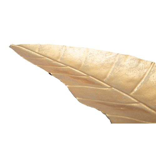Plateau Feuille En Métal Doré 38x3x11 Cm – Élégance Naturelle Pour L'entrée