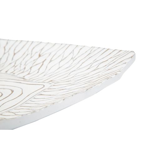 Plateau Décoratif En Polyresine Blanc 37x34x6 Cm – Style Boho Chic