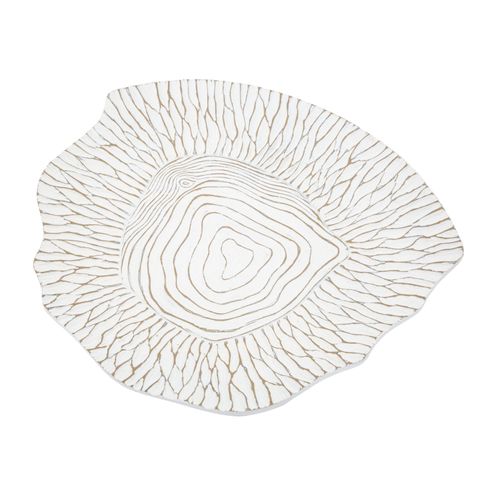 Plateau Décoratif En Polyresine Blanc 37x34x6 Cm – Style Boho Chic