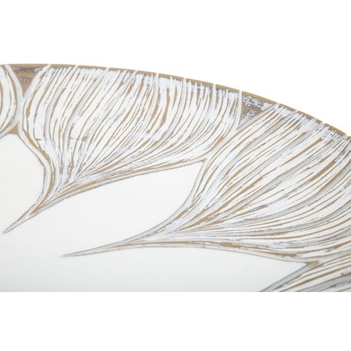 Plateau Décoratif Rond En Polyresine Blanc Ø 35,5 Cm – Style Boho Chic