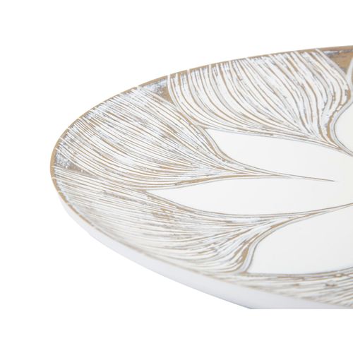 Plateau Décoratif Rond En Polyresine Blanc Ø 35,5 Cm – Style Boho Chic