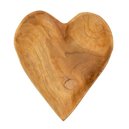 Plateau Cœur En Teck Recyclé 27x29 Cm – Artisanat Unique Et Chaleureux