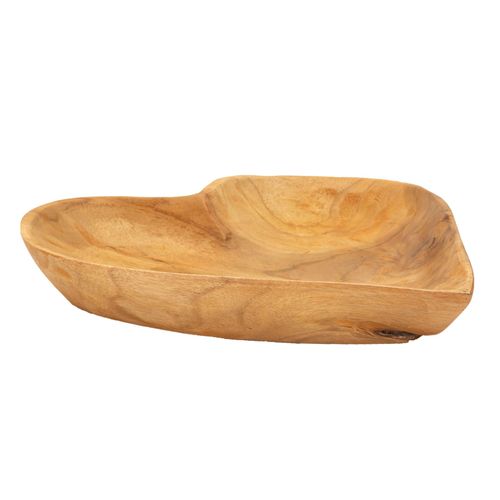 Plateau Cœur En Teck Recyclé 27x29 Cm – Artisanat Unique Et Chaleureux