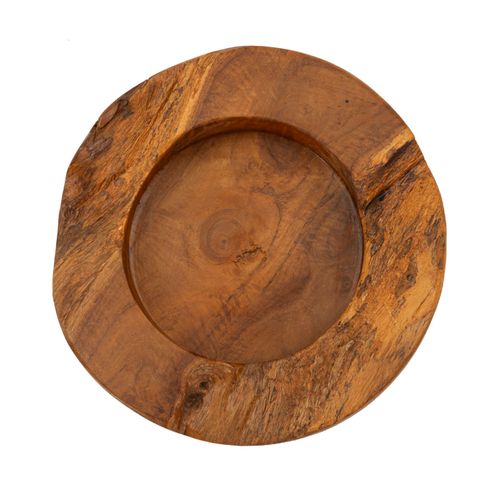 Plateau Vide-sac En Teck Recyclé Ø 21 Cm – Formes Sinueuses Artisanales