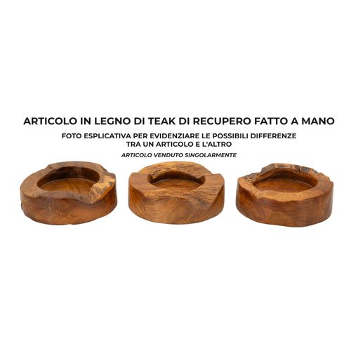 Plateau Vide-sac En Teck Recyclé Ø 21 Cm – Formes Sinueuses Artisanales