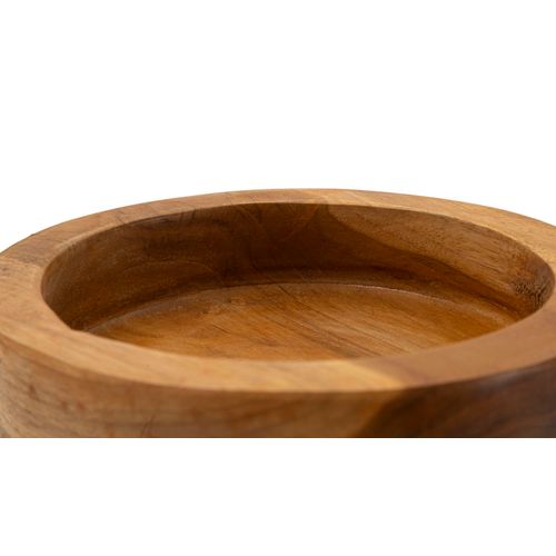 Petit Plateau Vide-sac En Teck Recyclé Ø 15 Cm – Formes Sinueuses Artisanales