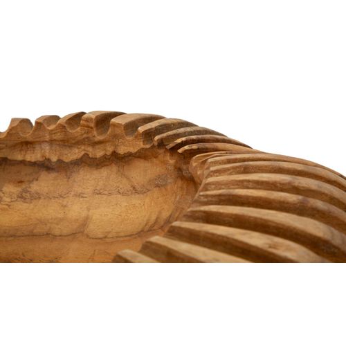 Plateau Rond En Teck Recyclé Sculpté Ø35x7 Cm Style Artisanal