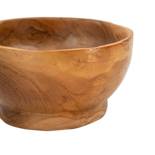 Plateau En Teck Recyclé Irrégulier Ø15x8 Cm Déco Artisanale