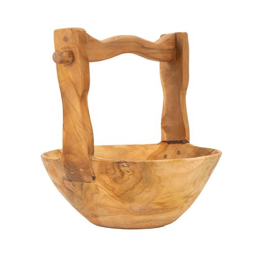 Panier Vide-poches En Teck Recyclé Avec Poignée 32x25x27 Cm