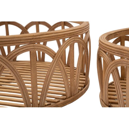 Set De 3 Plateaux Ronds En Rotin Tressé Ø50-40-30 Cm Style Boho Chic