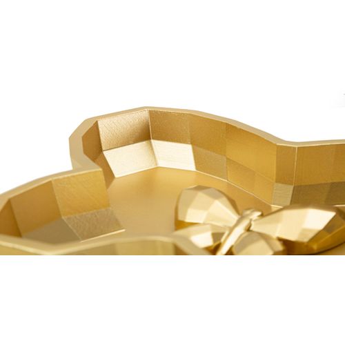 Plateau Papillon En Résine Dorée 20,5x17,5x3 Cm Élégant Et Raffiné