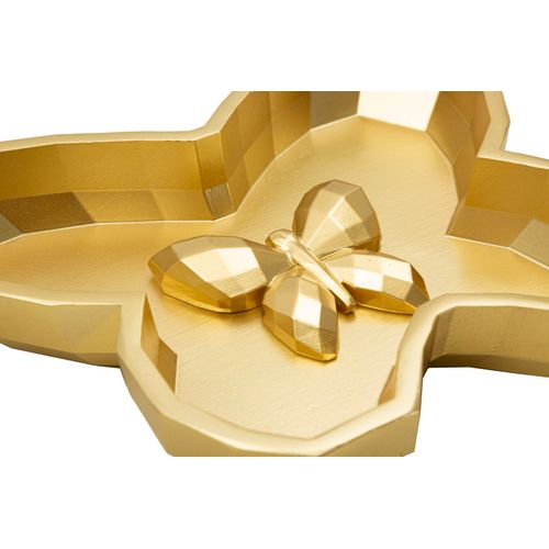 Plateau Papillon En Résine Dorée 20,5x17,5x3 Cm Élégant Et Raffiné