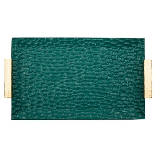 Plateau Élégant Vert Et Doré 34x19,5x3 Cm Pour Décoration Raffinée