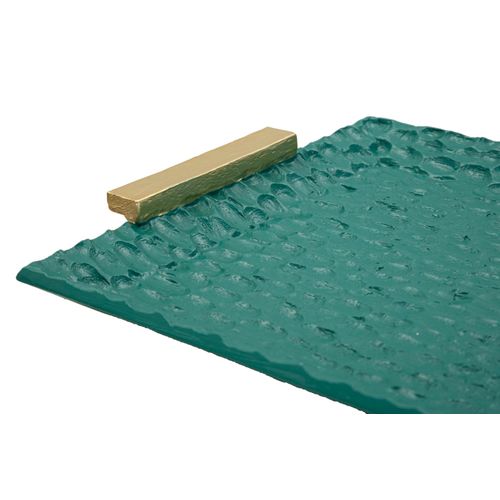 Plateau Élégant Vert Et Doré 34x19,5x3 Cm Pour Décoration Raffinée