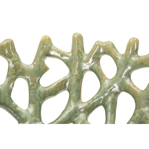 Plateau Décoratif En Céramique Ø35 Cm Forme Corail Vert Pour Table Moderne