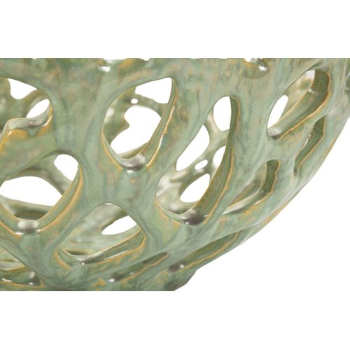 Plateau Décoratif En Céramique Ø35 Cm Forme Corail Vert Pour Table Moderne