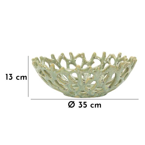 Plateau Décoratif En Céramique Ø35 Cm Forme Corail Vert Pour Table Moderne