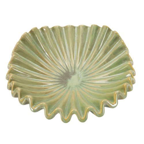 Plateau Rond En Céramique Ø40 Cm Style Artistique Vert Pour Décoration Moderne