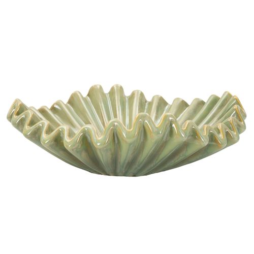 Plateau Rond En Céramique Ø40 Cm Style Artistique Vert Pour Décoration Moderne