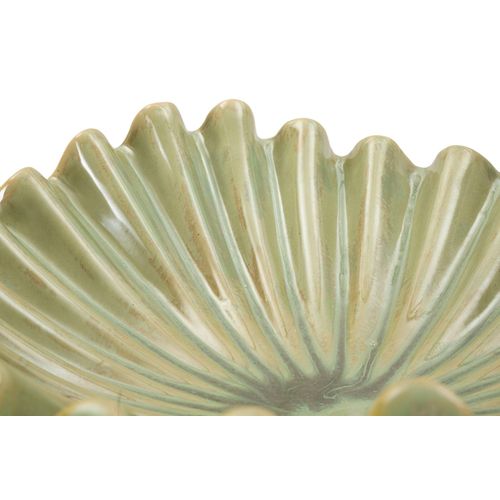 Plateau Rond En Céramique Ø40 Cm Style Artistique Vert Pour Décoration Moderne