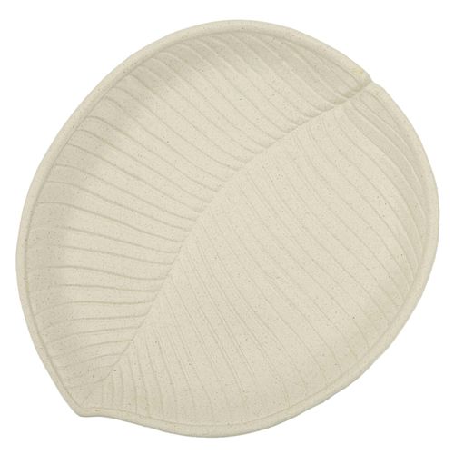 Plateau Ovale Raffiné 33x29x4 Cm En Polyresine Crème Avec Motifs Naturels