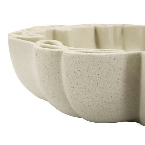 Plateau Sculptural 40,5x38,5x9,5 Cm En Polyresine Crème Style Moderne