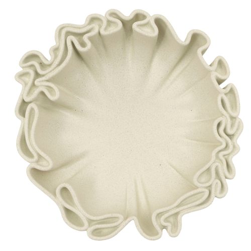 Plateau Sculptural 40,5x38,5x9,5 Cm En Polyresine Crème Style Moderne