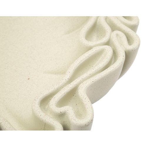 Plateau Sculptural 40,5x38,5x9,5 Cm En Polyresine Crème Style Moderne