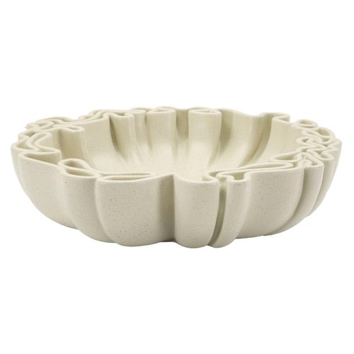Plateau Sculptural 40,5x38,5x9,5 Cm En Polyresine Crème Style Moderne