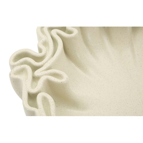 Plateau Sculptural Moderne 30,5x29x7,5 Cm En Polyresine Crème