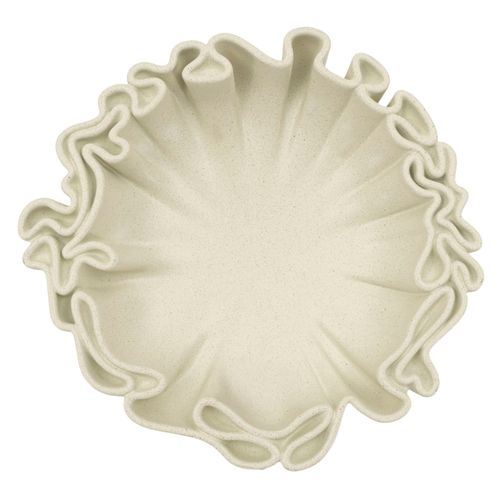 Plateau Sculptural Moderne 30,5x29x7,5 Cm En Polyresine Crème