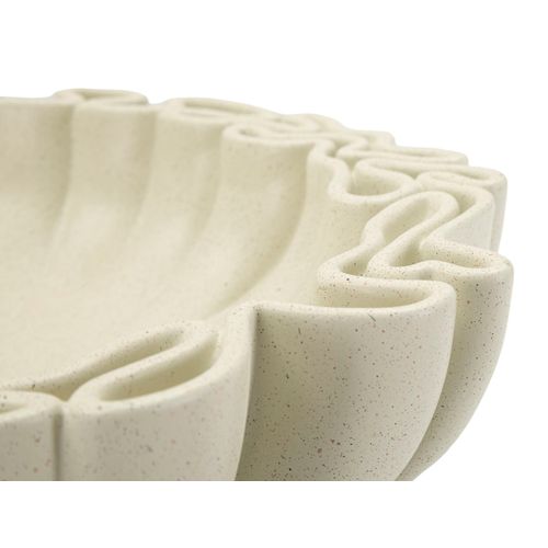 Plateau Sculptural Moderne 30,5x29x7,5 Cm En Polyresine Crème