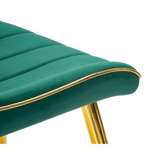 Lot De 2 Chaises Vertes Rembourrées Avec Finitions Dorées, Pieds Métalliques