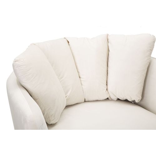 Fauteuil Crème 88x77x74 Cm En Tissu Avec Lignes Enveloppantes Et Pieds Dorés