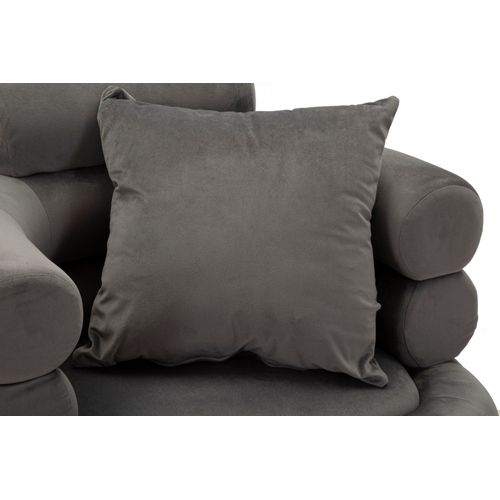 Fauteuil Gris Avec Repose-tête Et Coussin 78x68x85 Cm En Velours Moderne
