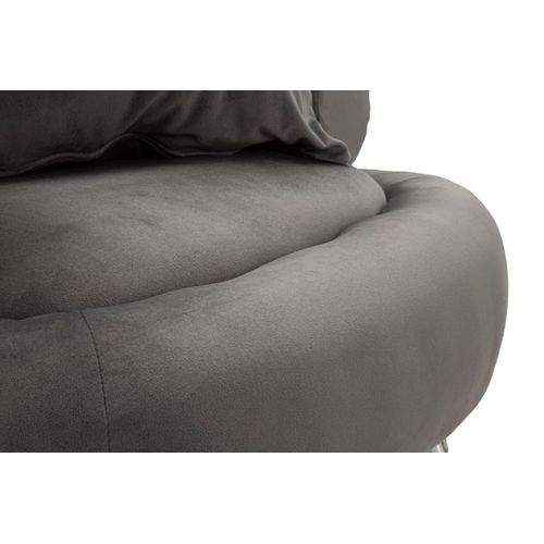 Fauteuil Gris Avec Repose-tête Et Coussin 78x68x85 Cm En Velours Moderne