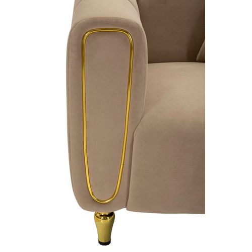 Fauteuil Gris Avec Coussin 97x81x71 Cm En Velours Matelassé Et Pieds Dorés