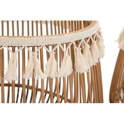 Set De 2 Paniers Ronds En Rotin Ø47x39,5 Et Ø34x36,5 Cm Style Bohème