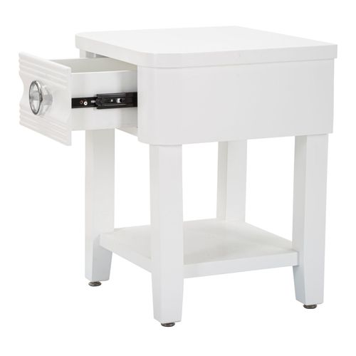 Table De Chevet Blanche Avec Tiroir Et Étagère 45x40x54 Cm