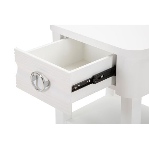 Table De Chevet Blanche Avec Tiroir Et Étagère 45x40x54 Cm