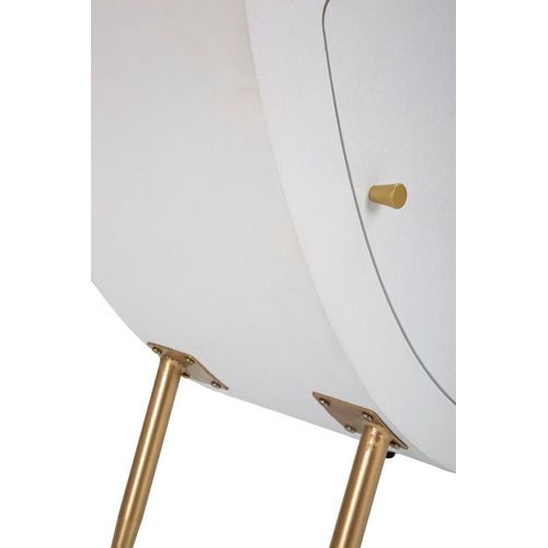 Table De Chevet Moderne Blanc Et Doré 60x32x79 Cm Avec Tiroir Et Porte