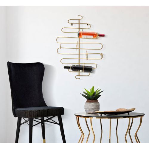 Porte-bouteilles Mural En Métal Doré 4 Bouteilles Style Élégant, 53x13x72cm