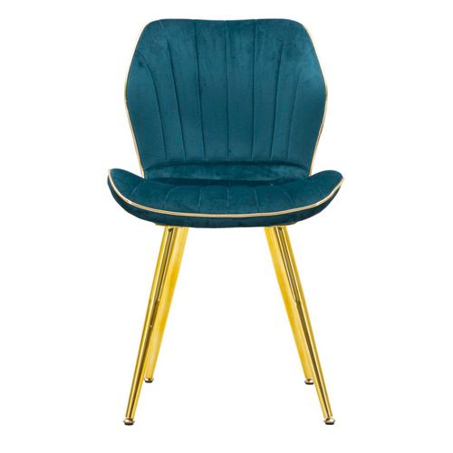 Lot De 2 Chaises Paris En Velours Synthétique Bleu-vert 46x58x77 Cm