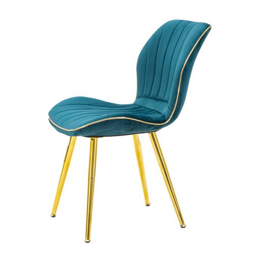 Lot De 2 Chaises Paris En Velours Synthétique Bleu-vert 46x58x77 Cm