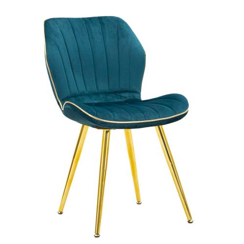 Lot De 2 Chaises Paris En Velours Synthétique Bleu-vert 46x58x77 Cm