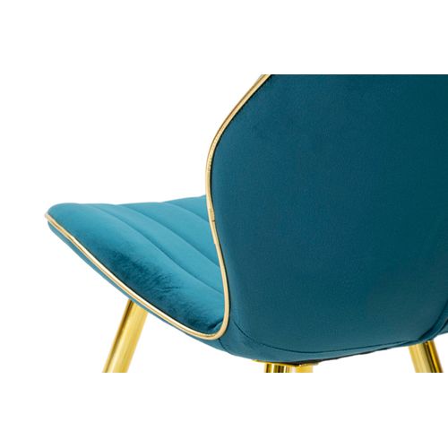 Lot De 2 Chaises Paris En Velours Synthétique Bleu-vert 46x58x77 Cm