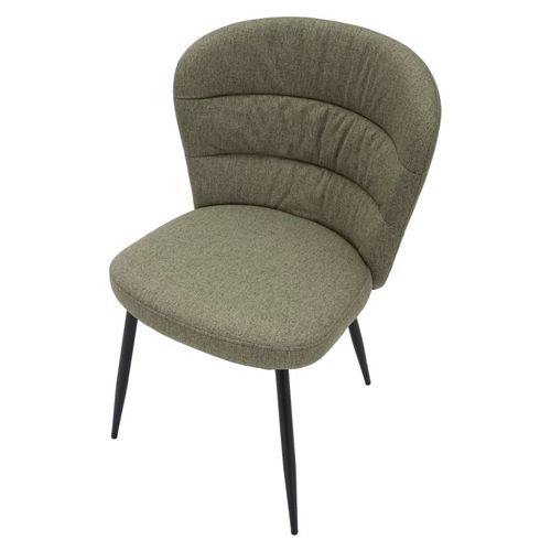 Lot De 2 Chaises Tissu Vert Style Années 70 Avec Pieds Métal Noir 58x60,5x85 Cm